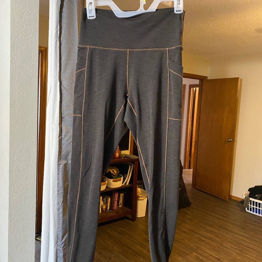 Prana Grey Ribbed Leggings